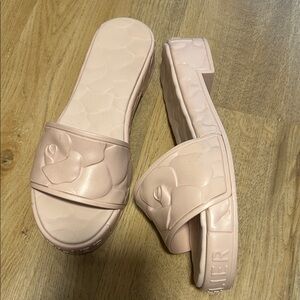Valentino Garavani Blush Embossed Slide Sandals